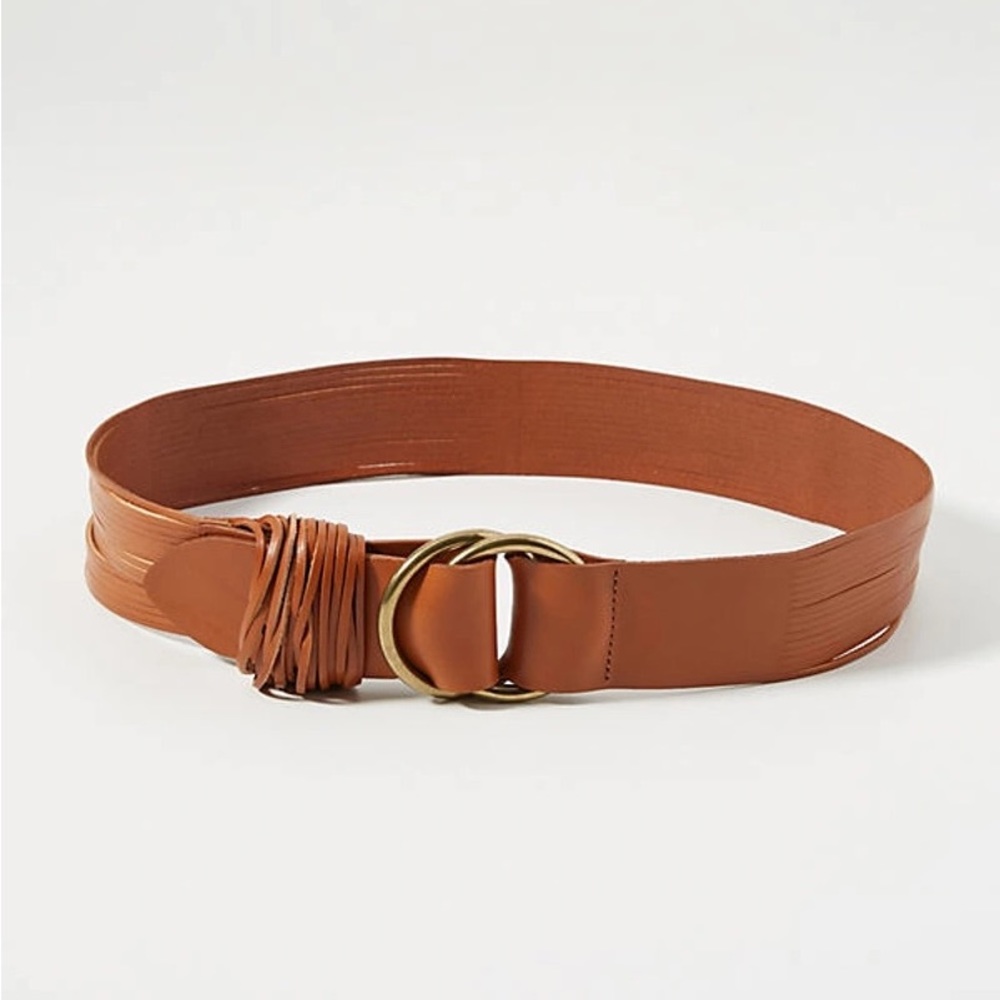 NWT Anthro Cognac Brown Tonya Double O Ring Belt, M/L